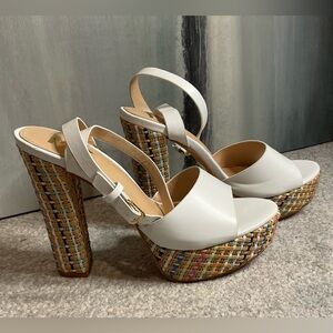 Weslyn Rainbow Raffia Platform Sandals - Size 7 (NWOB)